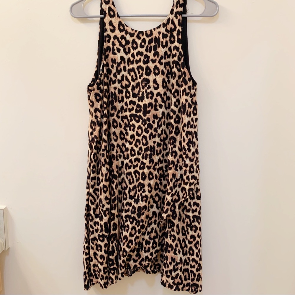 Blue Rain | Leopard Sleeveless Ruffle Dress Small